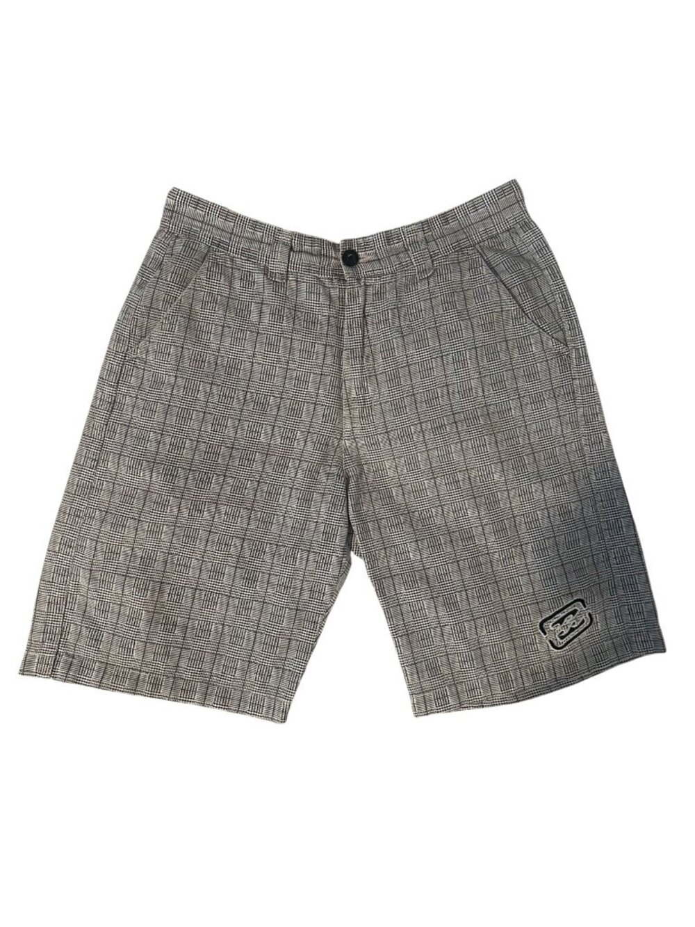Billabong Plaid Board Shorts Mens Size 34 100% Cotton Black & White EUC